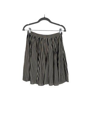 Papier Women Sz S Navy Blue Cream Striped Lined Flare Full Knee Length Skirt